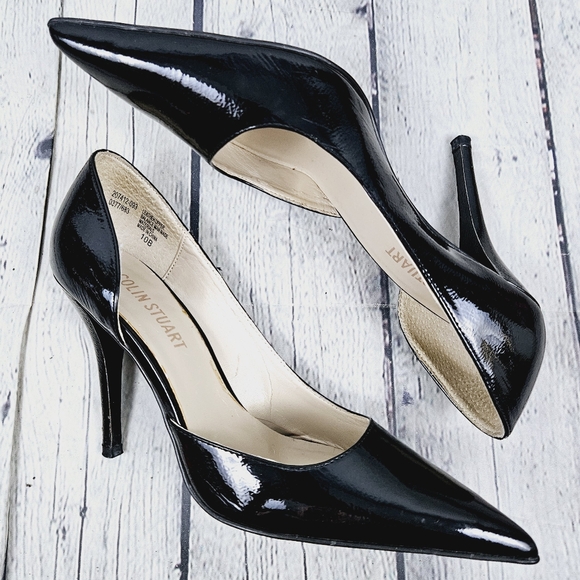 COLIN STUART | d'orsay patent leather pointed toe high heel pumps - Picture 2 of 12